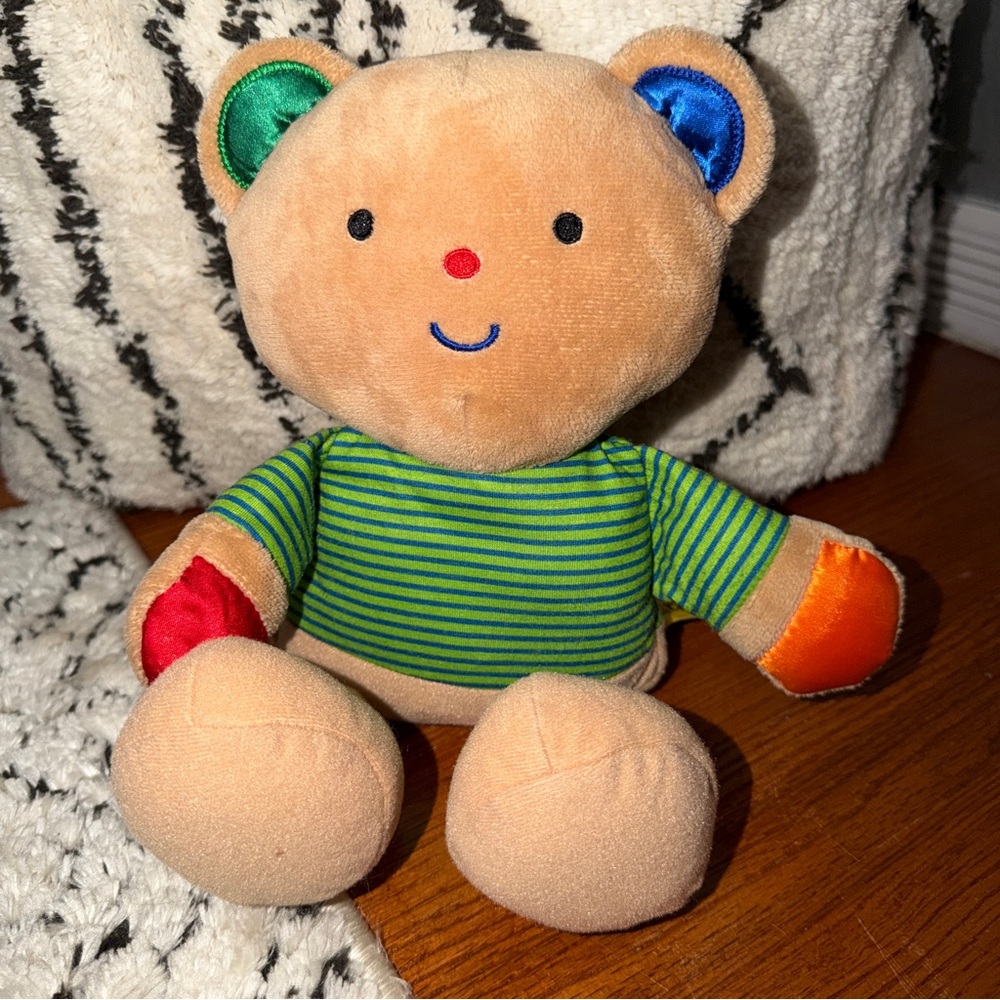 Melissa & Doug K’s Kids Teddy Bear Plush Colorful Striped Shirt Soft Toy Primary